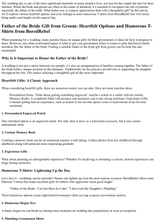 Father of the Bride Gift from Groom: Heartfelt Options and Humorous T-Shirts fro