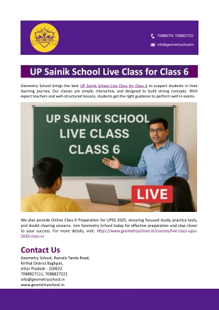 UP Sainik School Live Class for Class 6