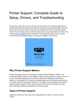Printer Support: Setup, Drivers, Maintenance, and Troubleshooting Guide