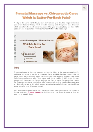 Prenatal Massage vs. Chiropractic Care: Which Is Better For Back Pain?