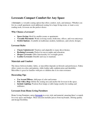 Loveseats Compact Comfort for Any Space