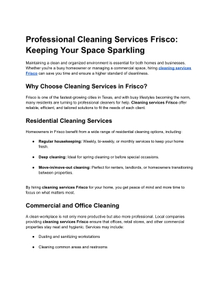 Professional Cleaning Services Frisco_ Keeping Your Space Sparkling