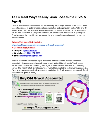 Top 5 Best Ways to Buy Gmail Accounts (PVA & Aged)