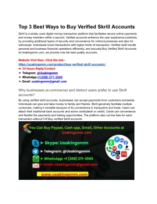 Top 3 Best Ways to Buy Verified Skrill Accounts