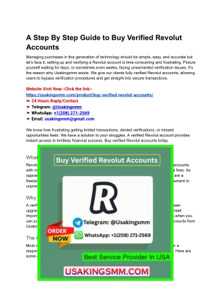 A Step By Step Guide to Buy Verified Revolut Accounts