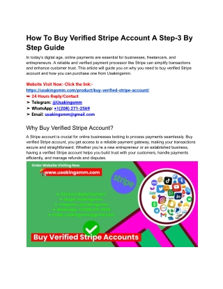 How To Buy Verified Stripe Account A Step-3 By Step Guide