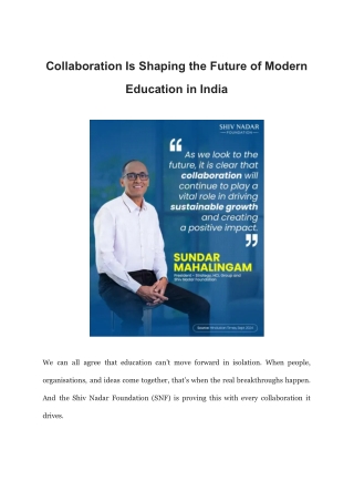 Collaboration Is Shaping the Future of Modern Education in India