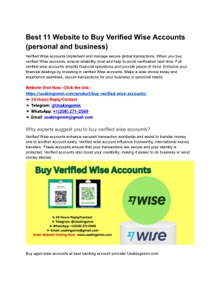 Best 11 Website to Buy Verified Wise Accounts (personal and business)