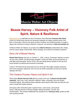 Bessie Harvey – Visionary Folk Artist of Spirit, Nature & Resilience