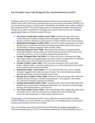 Top 10 Leather Center Table Designs for Chic^J Functional Interiors in 2025!!