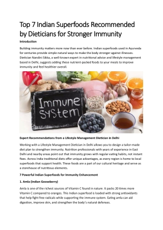 Top 7 Indian Superfoods Recommended by Dieticians for Stronger Immunity