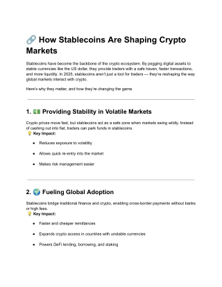 How Stablecoins Are Shaping Crypto Markets