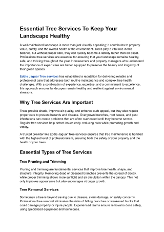 Essential Tree Services To Keep Your Landscape Healthy