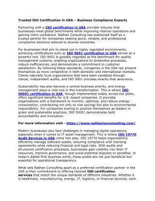 Trusted ISO Certification in USA – Business Compliance Experts