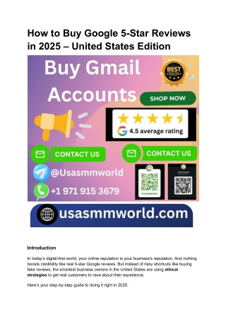 How to Buy Google 5-Star Reviews in 2025 – United States Edition