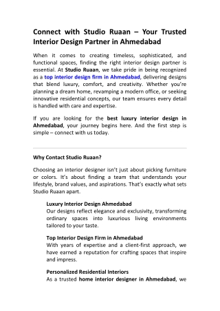 Contact Studio Ruaan – Luxury Interior Design Ahmedabad