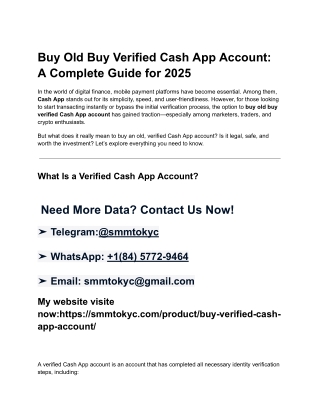 Buy Old Buy Verified Cash App Account_ A Complete Guide for 2025