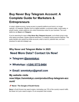 Buy Naver Buy Telegram Account_ A Complete Guide for Marketers & Entrepreneurs
