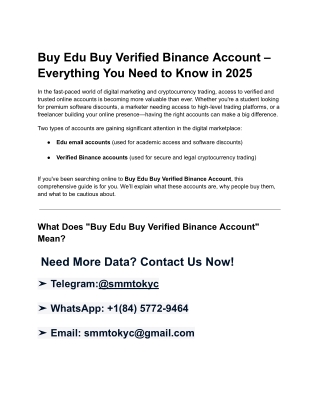 Buy Edu Buy Verified Binance Account – Everything You Need to Know in 2025