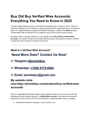 Buy Old Buy Verified Wise Accounts_ Everything You Need to Know in 2025