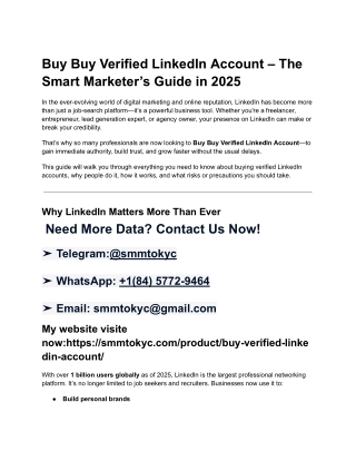 Buy Buy Verified LinkedIn Account – The Smart Marketer’s Guide in 2025