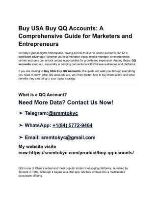 Buy USA Buy QQ Accounts_ A Comprehensive Guide for Marketers and Entrepreneurs