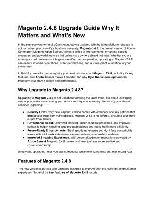Magento 2.4.8 Upgrade Guide Why It Matters and What’s New