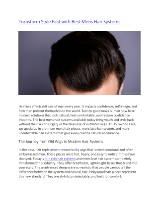 Transform Style Fast with Best Mens Hair Systems