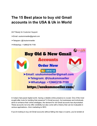 The 15 Best place to buying old Gmail accounts in the USA & Uk in World