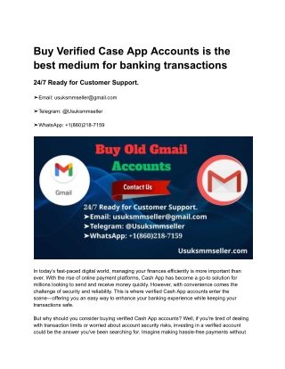 B,uy Verified Case App Accounts is the best medium for banking transactions