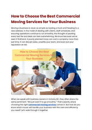 How to Choose the Best Commercial Moving Services for Your Business