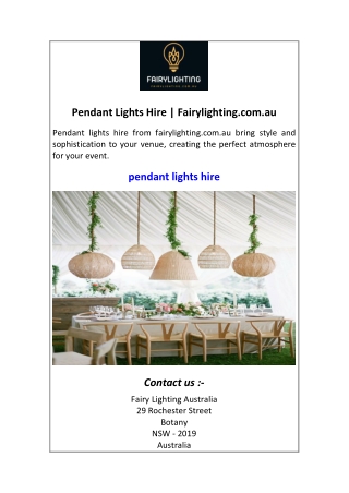 Pendant Lights Hire  Fairylighting.com