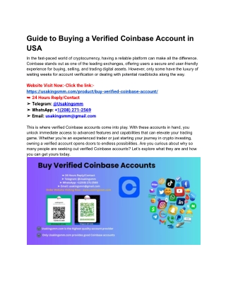 Guide to Buying a Verified Coinbase Account in USA