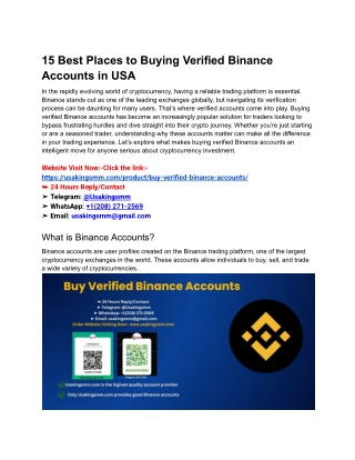 15 Best Places to Buying Verified Binance Accounts in USA