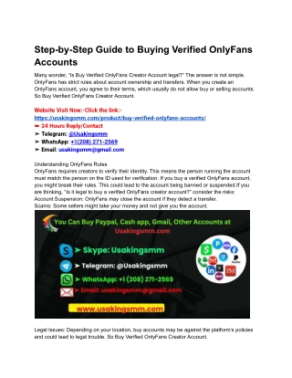 Step-by-Step Guide to Buy Verified OnlyFans Accounts