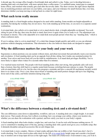 Standing Desk vs. Sit-Stand Desk: Key Differences Explained