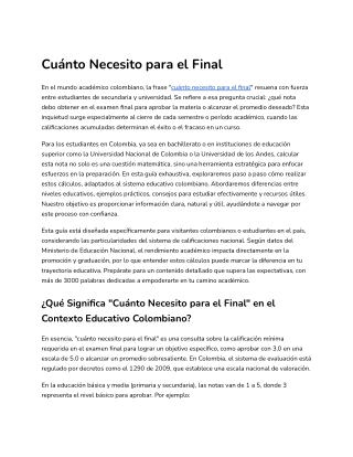 Cuánto Necesito para el Final