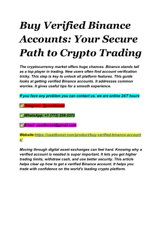 Top 6 Sites To Buy Verified Binance Account in The Year