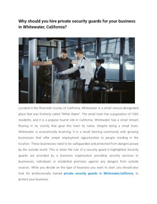 Why should you hire private security guards for your business in Whitewater, California