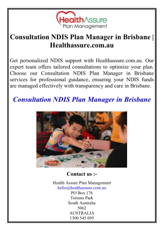 Consultation NDIS Plan Manager in Brisbane | Healthassure.com.au