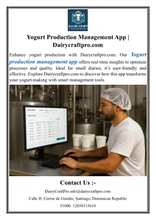 Yogurt Production Management App  Dairycraftpro