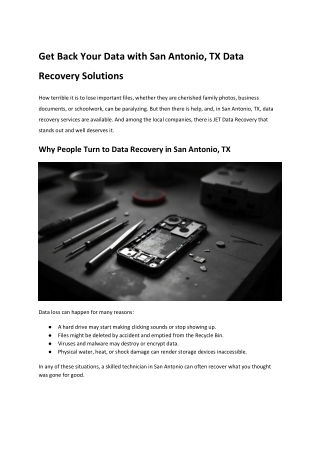 Get Back Your Data with San Antonio, TX Data Recovery Solutions
