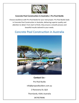 Concrete Pool Construction In Australia  Pro Pool Builds