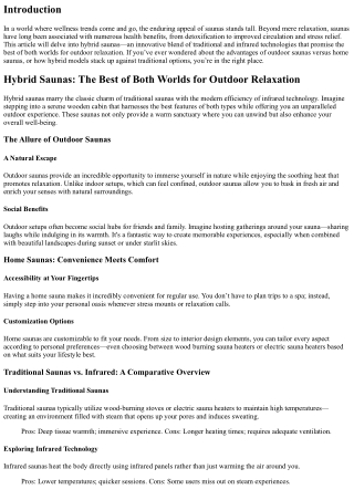 Hybrid Saunas: The Best of Both Worlds for Outdoor Relaxation