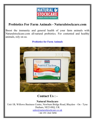 Probiotics For Farm Animals - Naturalstockcare.com