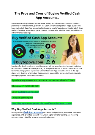 The Pros and Cons of Buying Verified Cash App Accounts..2025