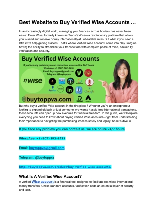 Best Website to Buy Verified Wise Accounts …2025
