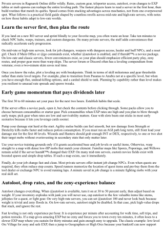 Essential Tips for Fast Leveling on RO Private Servers