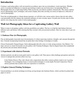 Wall Art Photography Ideas for a Captivating Gallery Wall