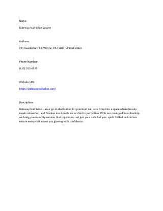 Gateway Nail Salon Wayne